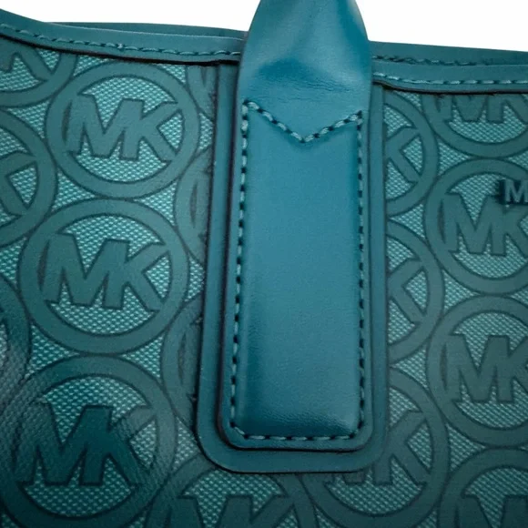 MICHAEL KORS teal Jodie large logo jacquard tote one size - Picture 4 of 15